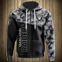 Load image into Gallery viewer, Oakland Raiders NFL Apparel Men 3D Polyester Military Hoodie Sweatshirt Personalized Full Color Full Plus Size Best Gift Printed Logo Team