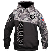 Load image into Gallery viewer, Oakland Raiders NFL Apparel Men 3D Polyester Military Hoodie Sweatshirt Personalized Full Color Full Plus Size Best Gift Printed Logo Team