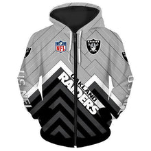 Load image into Gallery viewer, Oakland Raiders NFL Apparel Men 3D Polyester Zipper Hoodie Sweatshirt Personalized Full Color Full Plus Size Best Gift Printed Logo Team