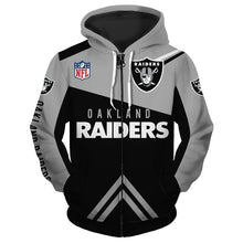 Load image into Gallery viewer, Oakland Raiders NFL Apparel Men 3D Polyester Zipper Hoodie Sweatshirt Personalized Full Color Full Plus Size Best Gift Printed Logo Team