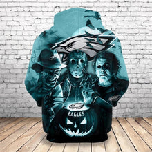 Load image into Gallery viewer, Philadelphia Eagles NFL Apparel Men 3D Polyester Halloween Horror Hoodie Sweatshirt Personalized Full Color Full Plus Size Best Gift Printed Logo Team
