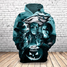 Load image into Gallery viewer, Philadelphia Eagles NFL Apparel Men 3D Polyester Halloween Horror Hoodie Sweatshirt Personalized Full Color Full Plus Size Best Gift Printed Logo Team