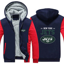Load image into Gallery viewer, New York Jets NFL Apparel Men Zipper 3D Sweatshirt Jacket Red/Black/Navy Full Plus Size Best Gift Printed Logo Team