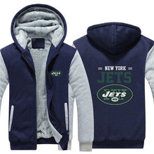 Load image into Gallery viewer, New York Jets NFL Apparel Men Zipper 3D Sweatshirt Jacket Red/Black/Navy Full Plus Size Best Gift Printed Logo Team