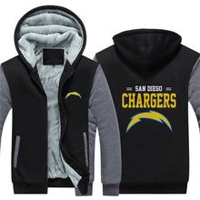 Load image into Gallery viewer, San Diego Chargers NFL Apparel Unisex 3D Polyester Zipper Hoodie Sweatshirt Black/Navy/Red Full Plus Size Best Gift Printed Logo Team
