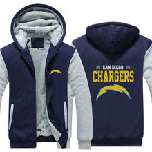 Load image into Gallery viewer, San Diego Chargers NFL Apparel Unisex 3D Polyester Zipper Hoodie Sweatshirt Black/Navy/Red Full Plus Size Best Gift Printed Logo Team