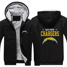 Load image into Gallery viewer, San Diego Chargers NFL Apparel Unisex 3D Polyester Zipper Hoodie Sweatshirt Black/Navy/Red Full Plus Size Best Gift Printed Logo Team
