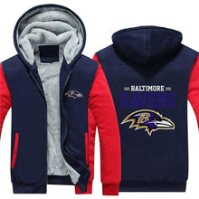 Load image into Gallery viewer, Baltimore Ravens NFL Apparel Men Zipper 3D Sweatshirt Jacket Red/Black/Navy Full Plus Size Best Gift Printed Logo Team