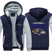 Load image into Gallery viewer, Baltimore Ravens NFL Apparel Men Zipper 3D Sweatshirt Jacket Red/Black/Navy Full Plus Size Best Gift Printed Logo Team