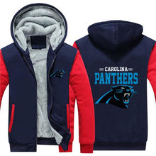 Load image into Gallery viewer, Carolina Panthers NFL Apparel Men Zipper 3D Sweatshirt Jacket Red/Black/Navy Full Plus Size Best Gift Printed Logo Team