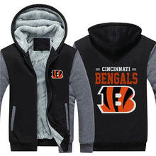 Load image into Gallery viewer, Cincinnati Bengals NFL Apparel Men Zipper 3D Sweatshirt Jacket Red/Black/Navy Full Plus Size Best Gift Printed Logo Team
