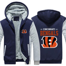 Load image into Gallery viewer, Cincinnati Bengals NFL Apparel Men Zipper 3D Sweatshirt Jacket Red/Black/Navy Full Plus Size Best Gift Printed Logo Team