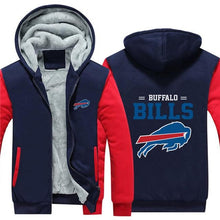 Load image into Gallery viewer, Buffalo Bills NFL Apparel Men Zipper 3D Sweatshirt Jacket Red/Black/Navy Full Plus Size Best Gift Printed Logo Team
