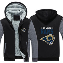 Load image into Gallery viewer, ST Louis Rams NFL Apparel Men Zipper 3D Sweatshirt Jacket Red/Black/Navy Full Plus Size Best Gift Printed Logo Team