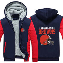 Load image into Gallery viewer, Cleveland Browns NFL Apparel Men Zipper 3D Sweatshirt Jacket Red/Black/Navy Full Plus Size Best Gift Printed Logo Team