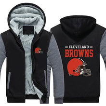 Load image into Gallery viewer, Cleveland Browns NFL Apparel Men Zipper 3D Sweatshirt Jacket Red/Black/Navy Full Plus Size Best Gift Printed Logo Team