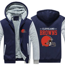Load image into Gallery viewer, Cleveland Browns NFL Apparel Men Zipper 3D Sweatshirt Jacket Red/Black/Navy Full Plus Size Best Gift Printed Logo Team