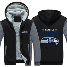 Load image into Gallery viewer, Seattle Seahawks NFL Apparel Men Zipper 3D Sweatshirt Jacket Red/Black/Navy Full Plus Size Best Gift Printed Logo Team