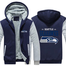 Load image into Gallery viewer, Seattle Seahawks NFL Apparel Men Zipper 3D Sweatshirt Jacket Red/Black/Navy Full Plus Size Best Gift Printed Logo Team