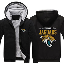 Load image into Gallery viewer, Jacksonville Jaguars NFL Apparel Unisex 3D Polyester Zipper Hoodie Sweatshirt Black/Navy/Red Full Plus Size Best Gift Printed Logo Team