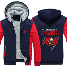 Load image into Gallery viewer, Tampa Bay Buccaneers NFL Apparel Men Zipper 3D Sweatshirt Jacket Red/Black/Navy Full Plus Size Best Gift Printed Logo Team