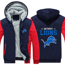 Load image into Gallery viewer, Detroit Lions NFL Apparel Unisex 3D Polyester Zipper Hoodie Sweatshirt Black/Navy/Red Full Plus Size Best Gift Printed Logo Team