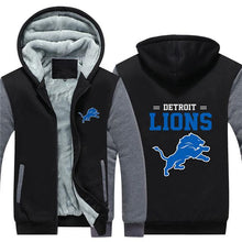 Load image into Gallery viewer, Detroit Lions NFL Apparel Unisex 3D Polyester Zipper Hoodie Sweatshirt Black/Navy/Red Full Plus Size Best Gift Printed Logo Team