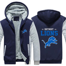 Load image into Gallery viewer, Detroit Lions NFL Apparel Unisex 3D Polyester Zipper Hoodie Sweatshirt Black/Navy/Red Full Plus Size Best Gift Printed Logo Team