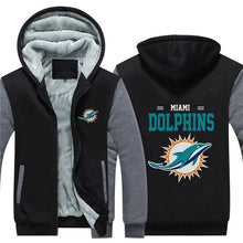 Load image into Gallery viewer, Miami Dolphins NFL Apparel Unisex 3D Polyester Zipper Hoodie Sweatshirt Black/Navy/Red Full Plus Size Best Gift Printed Logo Team