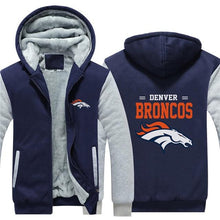Load image into Gallery viewer, Denver Broncos NFL Apparel Unisex 3D Polyester Zipper Hoodie Sweatshirt Black/Navy/Red Full Plus Size Best Gift Printed Logo Team
