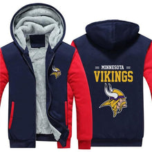 Load image into Gallery viewer, Minnesota Vikings NFL Apparel Unisex 3D Polyester Zipper Hoodie Sweatshirt Black/Navy/Red Full Plus Size Best Gift Printed Logo Team
