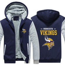 Load image into Gallery viewer, Minnesota Vikings NFL Apparel Men Zipper 3D Sweatshirt Jacket Red/Black/Navy Full Plus Size Best Gift Printed Logo Team