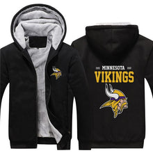 Load image into Gallery viewer, Minnesota Vikings NFL Apparel Men Zipper 3D Sweatshirt Jacket Red/Black/Navy Full Plus Size Best Gift Printed Logo Team