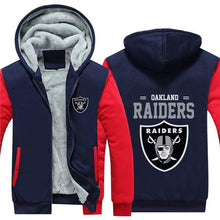 Load image into Gallery viewer, Oakland Raiders NFL Apparel Unisex 3D Polyester Zipper Hoodie Sweatshirt Black/Navy/Red Full Plus Size Best Gift Printed Logo Team