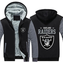 Load image into Gallery viewer, Oakland Raiders NFL Apparel Unisex 3D Polyester Zipper Hoodie Sweatshirt Black/Navy/Red Full Plus Size Best Gift Printed Logo Team