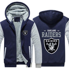 Load image into Gallery viewer, Oakland Raiders NFL Apparel Unisex 3D Polyester Zipper Hoodie Sweatshirt Black/Navy/Red Full Plus Size Best Gift Printed Logo Team