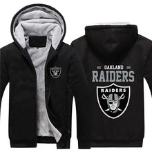 Load image into Gallery viewer, Oakland Raiders NFL Apparel Unisex 3D Polyester Zipper Hoodie Sweatshirt Black/Navy/Red Full Plus Size Best Gift Printed Logo Team