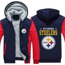 Load image into Gallery viewer, Pittsburgh Steelers NFL Apparel Unisex 3D Polyester Zipper Hoodie Sweatshirt Black/Navy/Red Full Plus Size Best Gift Printed Logo Team