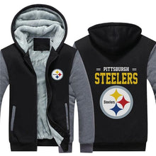 Load image into Gallery viewer, Pittsburgh Steelers NFL Apparel Unisex 3D Polyester Zipper Hoodie Sweatshirt Black/Navy/Red Full Plus Size Best Gift Printed Logo Team