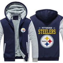 Load image into Gallery viewer, Pittsburgh Steelers NFL Apparel Unisex 3D Polyester Zipper Hoodie Sweatshirt Black/Navy/Red Full Plus Size Best Gift Printed Logo Team
