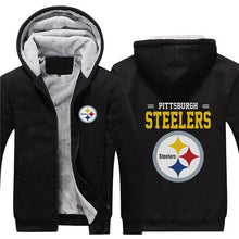 Load image into Gallery viewer, Pittsburgh Steelers NFL Apparel Unisex 3D Polyester Zipper Hoodie Sweatshirt Black/Navy/Red Full Plus Size Best Gift Printed Logo Team
