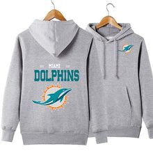 Load image into Gallery viewer, Miami Dolphins NFL Apparel Unisex Polyester Sport Pullover Hoodie Sweatshirt Black/Gray/Red/White/Yellow Full Plus Size Best Gift Printed Logo Team
