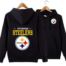 Load image into Gallery viewer, Pittsburgh Steelers NFL Apparel Unisex Polyester Sport Pullover Hoodie Sweatshirt Black/Gray/Red/White/Yellow Full Plus Size Best Gift Printed Logo Team