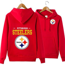 Load image into Gallery viewer, Pittsburgh Steelers NFL Apparel Unisex Polyester Sport Pullover Hoodie Sweatshirt Black/Gray/Red/White/Yellow Full Plus Size Best Gift Printed Logo Team
