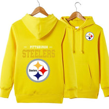 Load image into Gallery viewer, Pittsburgh Steelers NFL Apparel Unisex Polyester Sport Pullover Hoodie Sweatshirt Black/Gray/Red/White/Yellow Full Plus Size Best Gift Printed Logo Team