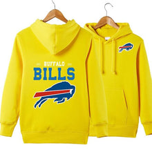 Load image into Gallery viewer, Buffalo Bills NFL Apparel Unisex Polyester Sport Pullover Hoodie Sweatshirt Black/Gray/Red/White/Yellow Full Plus Size Best Gift Printed Logo Team