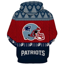 Load image into Gallery viewer, New England Patriots NFL Apparel Unisex Polyester Christmas Pullover Hoodie Sweatshirt Personalized Full Color Full Plus Size Best Gift Printed Logo Team