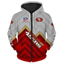 Load image into Gallery viewer, San Francisco 49ers NFL Apparel Men 3D Polyester Zipper Hoodie Sweatshirt Personalized Full Color Full Plus Size Best Gift Printed Logo Team