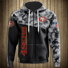Load image into Gallery viewer, San Francisco 49ers NFL Apparel Men 3D Polyester Military Hoodie Sweatshirt Personalized Full Color Full Plus Size Best Gift Printed Logo Team