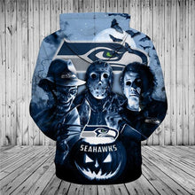 Load image into Gallery viewer, Seattle Seahawks NFL Apparel Unisex 3D Polyester Horror Halloween Hoodie Sweatshirt Personalized Full Color Full Plus Size Best Gift Printed Logo Team